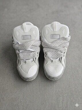 Lanvin Men’s White and Gray High-Top Sneakers